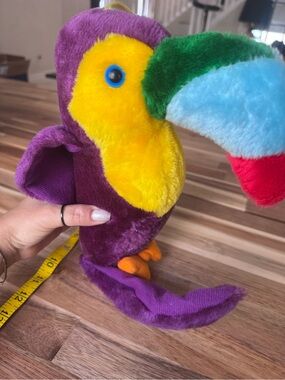 ACME 1983-1985 vintage Purple Plush tucan bird Toy with Bright Orange Accent